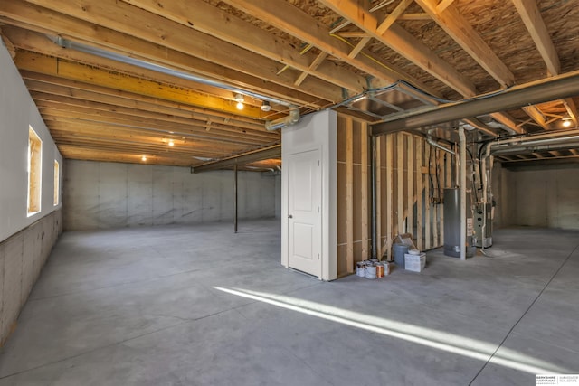 basement with water heater