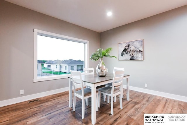 dining room with wood-type flooring