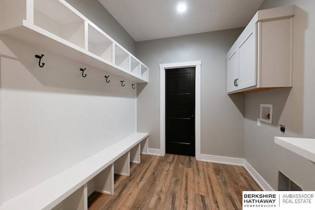 mudroom with light wood-type flooring