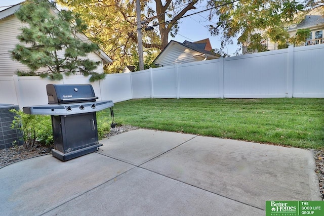 view of patio featuring grilling area and central air condition unit