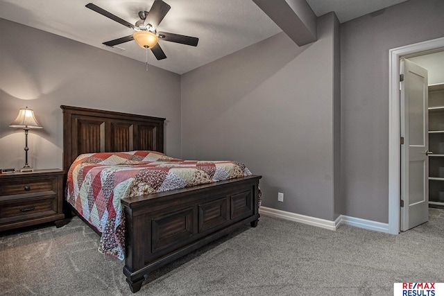 bedroom with carpet and ceiling fan