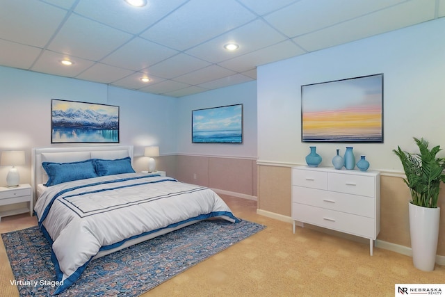 bedroom featuring a drop ceiling