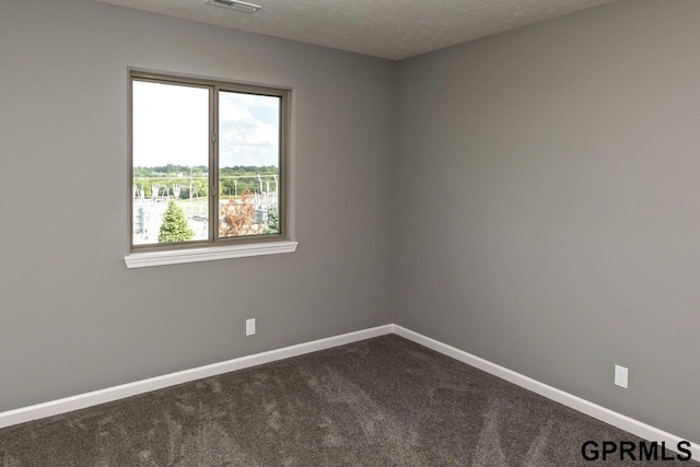 unfurnished room featuring carpet flooring and a textured ceiling