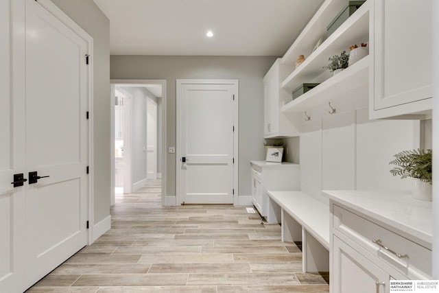 mudroom featuring light wood-type flooring