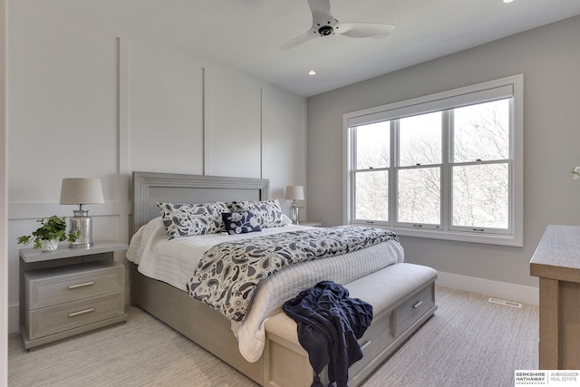 bedroom featuring ceiling fan