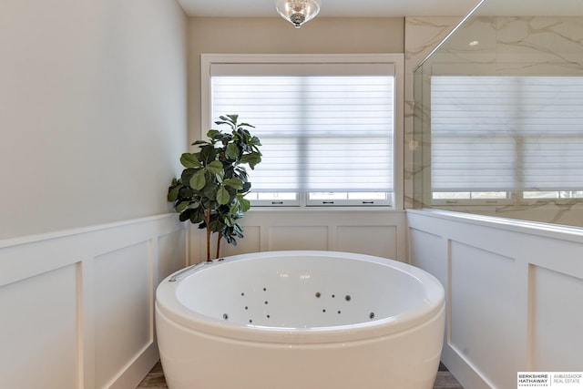 bathroom with a bathtub and a wealth of natural light