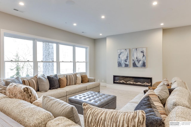 living room with carpet