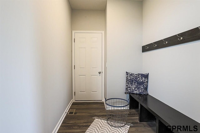 mudroom with dark wood-type flooring