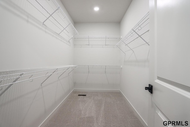 spacious closet with carpet and visible vents