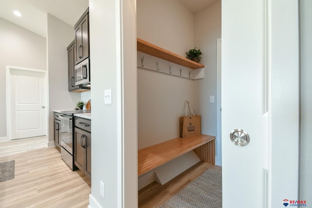 mudroom with light wood-type flooring