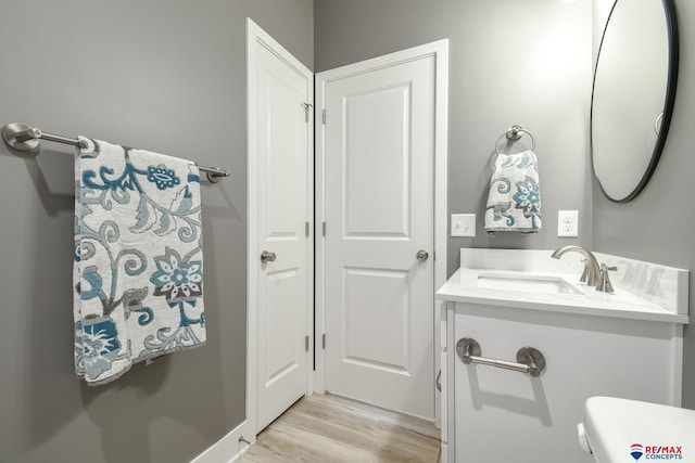 bathroom featuring vanity and wood-type flooring