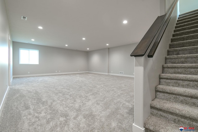 basement with carpet floors