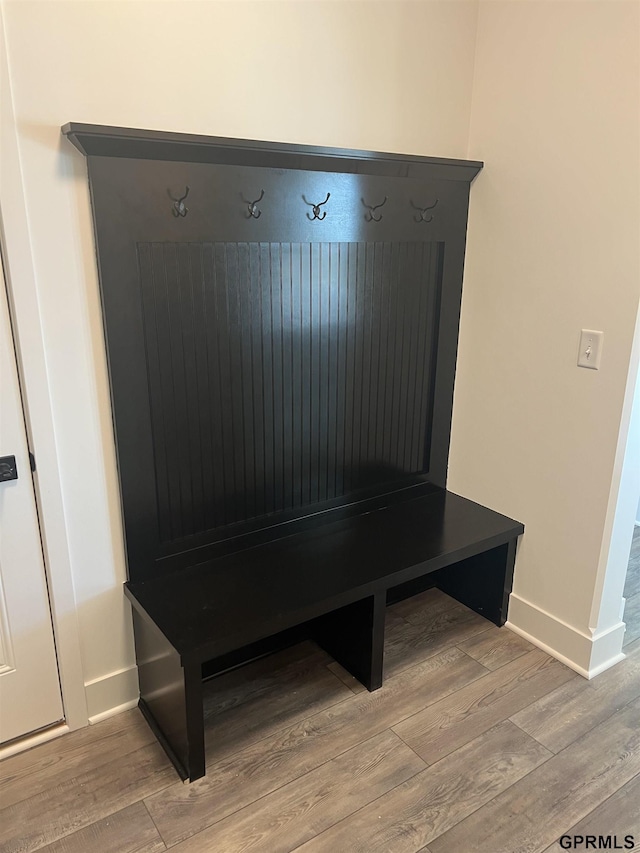 mudroom with hardwood / wood-style flooring