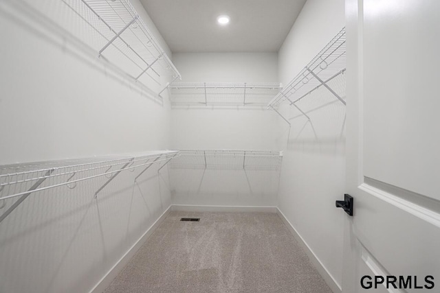 walk in closet with carpet