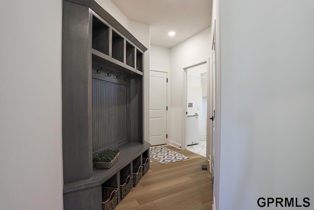 mudroom featuring light wood-type flooring