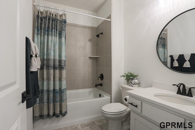 full bathroom with vanity, toilet, and shower / bath combo