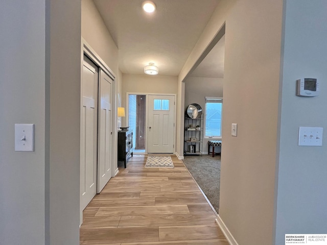 doorway featuring light hardwood / wood-style flooring