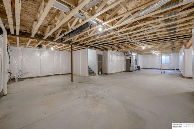 basement with heating unit