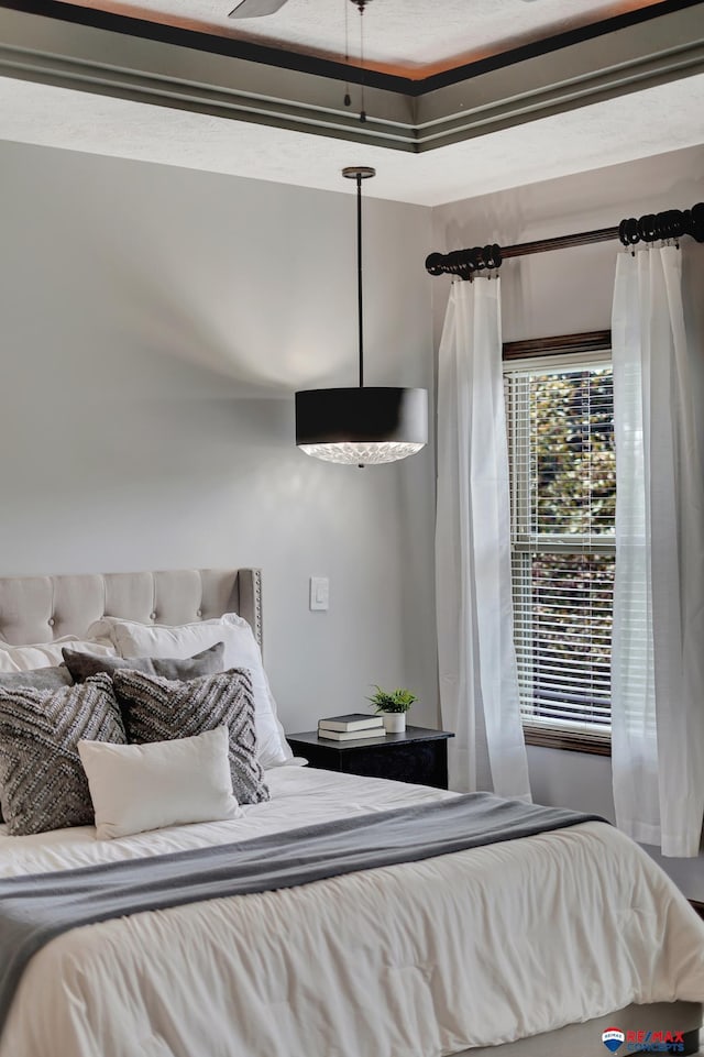 bedroom featuring a tray ceiling