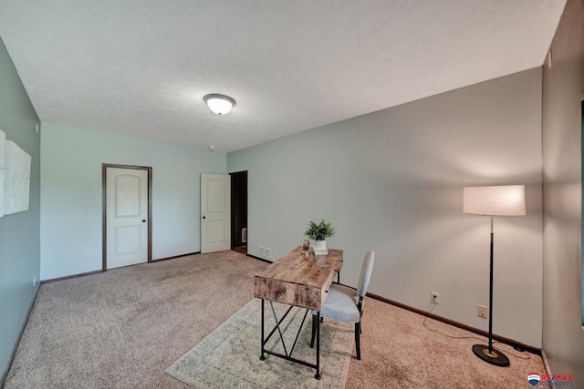 view of carpeted home office