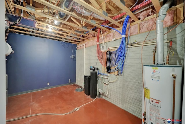 basement with gas water heater