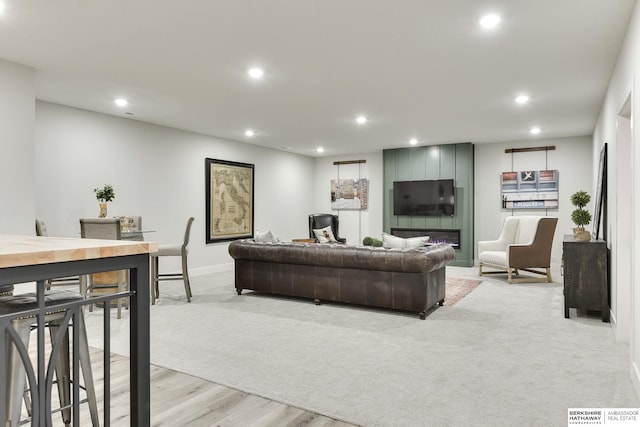 living room with light wood-type flooring