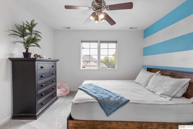 bedroom with carpet and ceiling fan