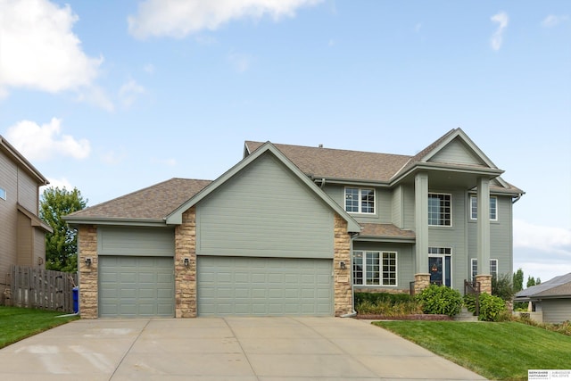 view of front of property with a front lawn