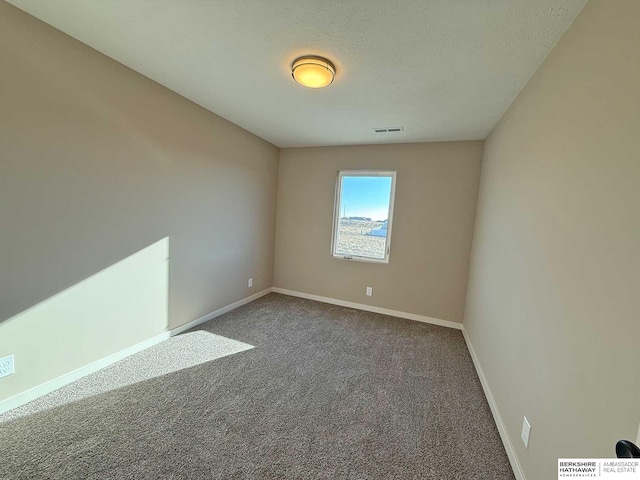 carpeted spare room featuring a textured ceiling