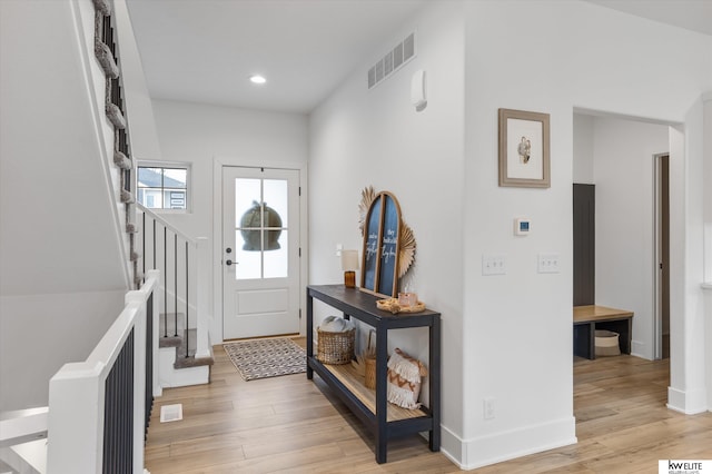 entrance foyer featuring light wood-type flooring