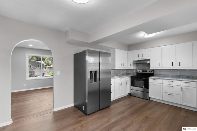 kitchen featuring white cabinets and appliances with stainless steel finishes