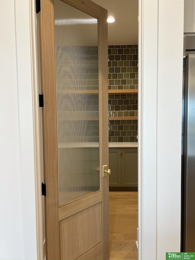 view of sauna / steam room with hardwood / wood-style floors