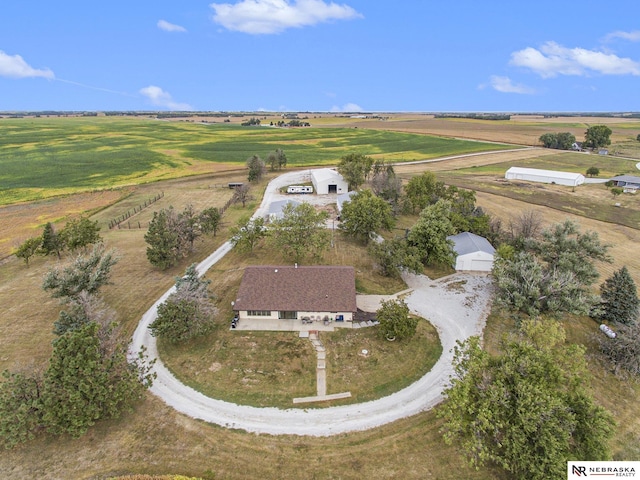 aerial view with a rural view