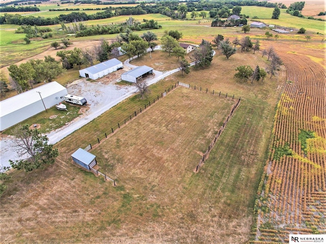 aerial view with a rural view