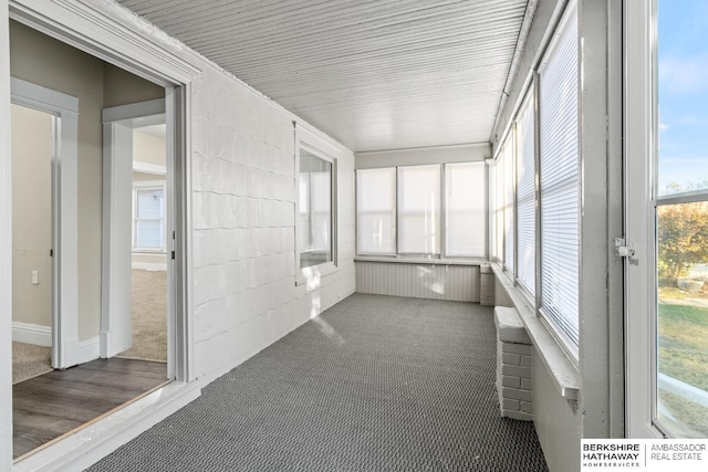 view of unfurnished sunroom