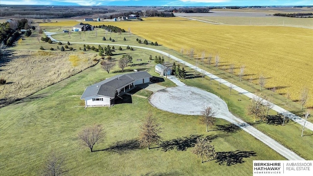 bird's eye view with a rural view