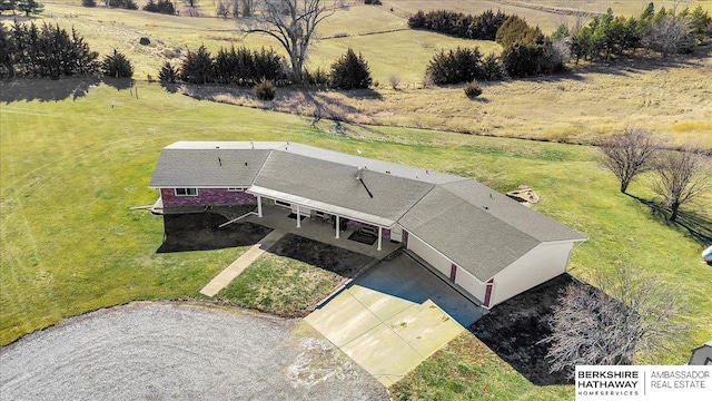 aerial view with a rural view