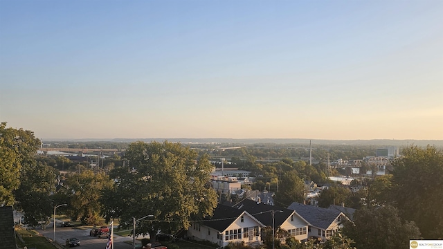 view of aerial view at dusk