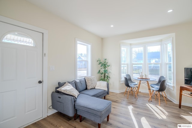 interior space with light hardwood / wood-style floors