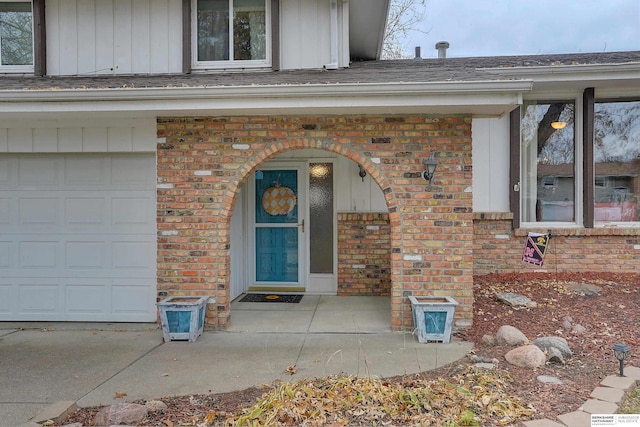 entrance to property with a garage