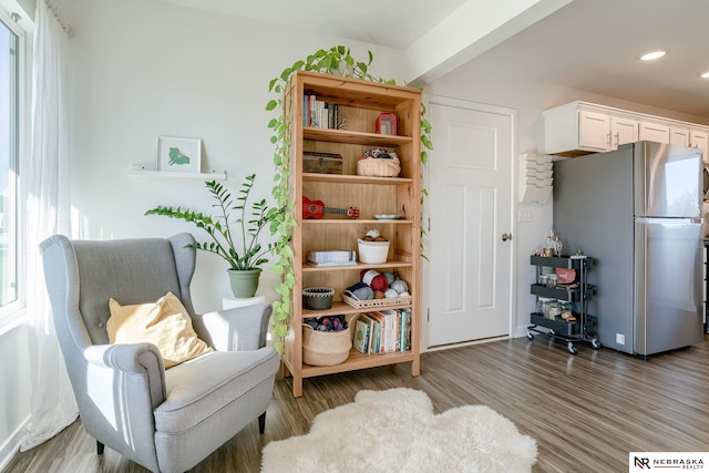 living area featuring dark hardwood / wood-style floors