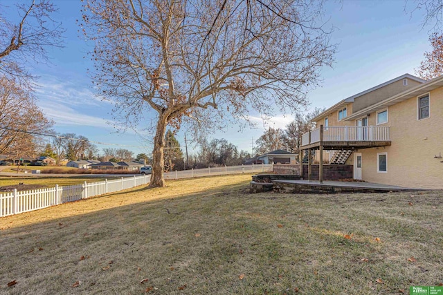 view of yard with a deck