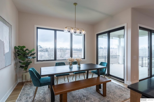 dining space featuring hardwood / wood-style flooring and a wealth of natural light