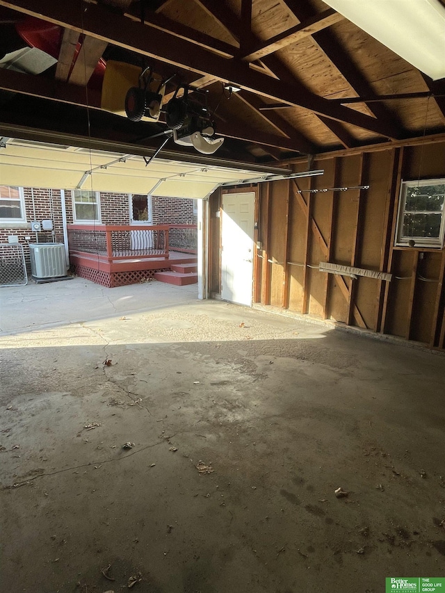 garage featuring central AC unit