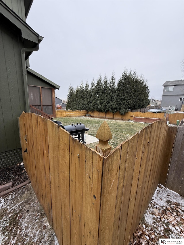 view of yard featuring fence