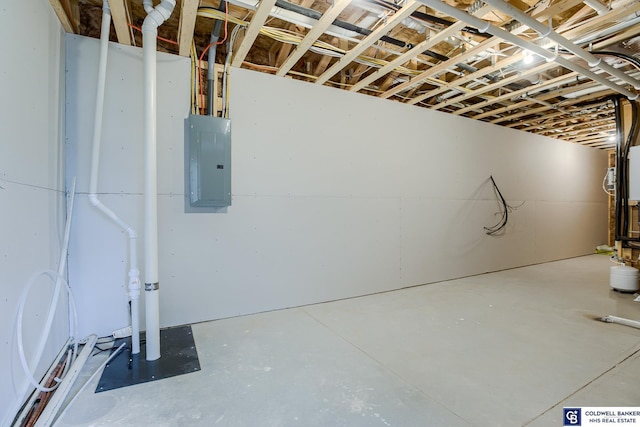 basement with electric panel