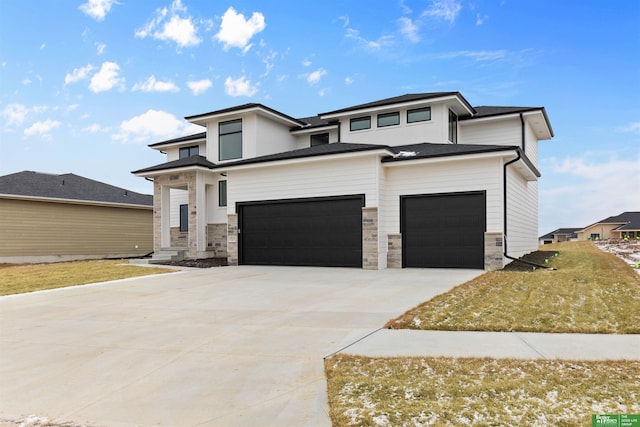 prairie-style home with a garage