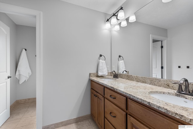 bathroom with tile patterned floors and vanity