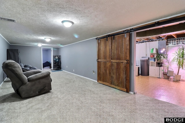 interior space with a textured ceiling