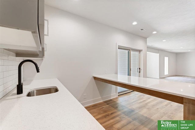 kitchen with sink and hardwood / wood-style flooring